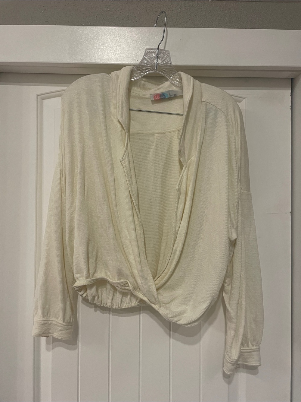 FP Beach Cream Draped Open Front Lightweight Cardigan